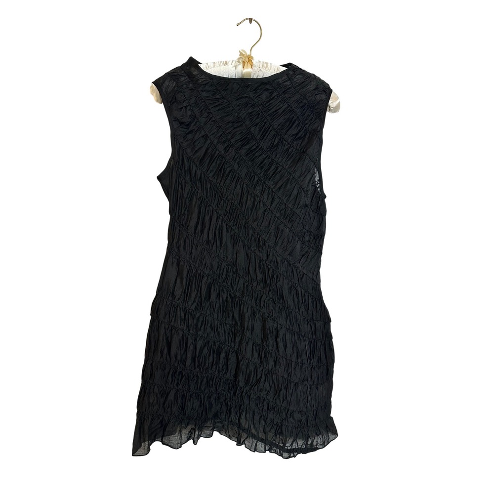Meshki‎ Ruched Mini Dress Size M Black Sleeveless Semi Sheer Bodycon Party